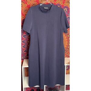 Lane Bryant Dress Womens 18/20 Navy Blue Thick Modal Short Sleeve Midi Pockets